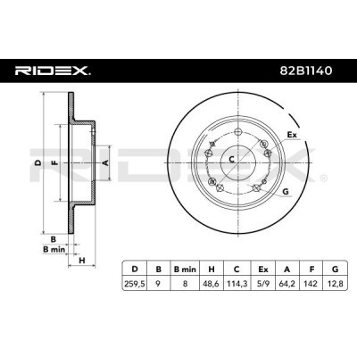Bremsscheibe RIDEX 82B1140 82B1140 - foto 3