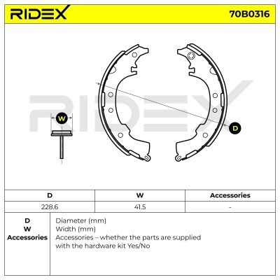 Bremsbeläge Satz RIDEX 70B0316 70B0316 - foto 6