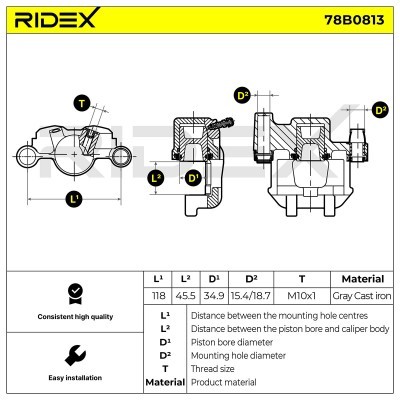 Bremssattel RIDEX 78B0813 78B0813 - foto 5
