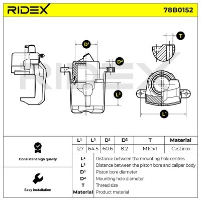 Bremssattel RIDEX 78B0152 78B0152 - foto 8