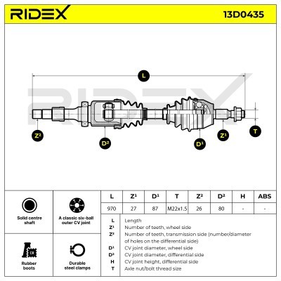 Antriebswelle RIDEX 13D0435 13D0435 - foto 5