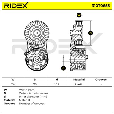 Spannarm Keilrippenriemen RIDEX 310T0655 310T0655 - foto 6