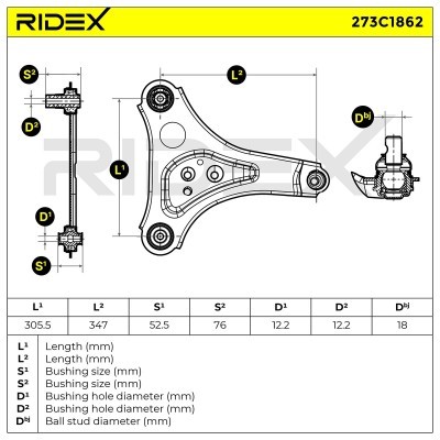 Querlenker RIDEX 273C1862 273C1862 - foto 8