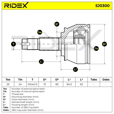 Gelenksatz, Antriebswelle RIDEX 5J0300 5J0300 - foto 5