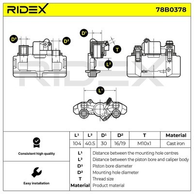 Bremssattel RIDEX 78B0378 78B0378 - foto 6