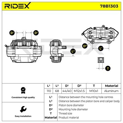 Bremssattel RIDEX 78B1303 78B1303 - foto 7