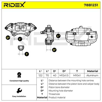 Bremssattel RIDEX 78B1231 78B1231 - foto 6