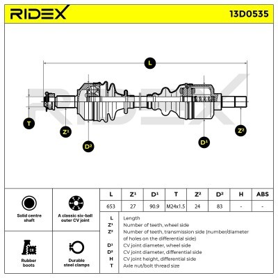 Antriebswelle RIDEX 13D0535 13D0535 - foto 6