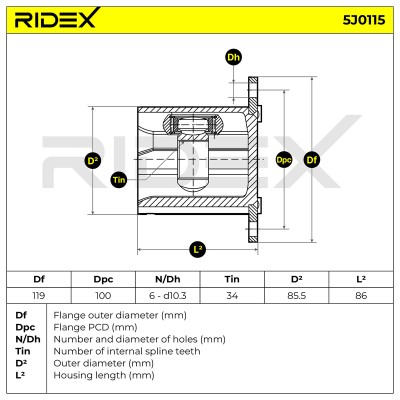Gelenksatz, Antriebswelle RIDEX 5J0115 5J0115 - foto 8