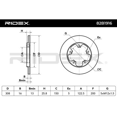 Bremsscheibe RIDEX 82B1916 82B1916 - foto 6
