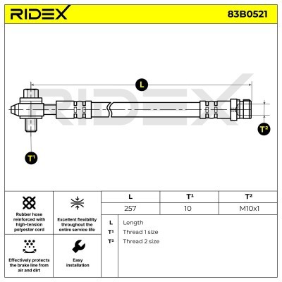 Bremsschlauch RIDEX 83B0521 83B0521 - foto 2