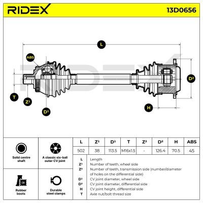 Antriebswelle RIDEX 13D0656 13D0656 - foto 6