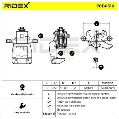 Bremssattel RIDEX 78B0510 78B0510 - foto 5