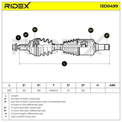 Antriebswelle RIDEX 13D0499 13D0499 - foto 7