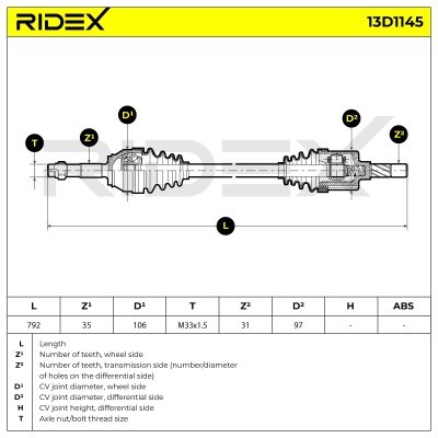 Antriebswelle RIDEX 13D1145 13D1145 - foto 7