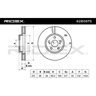 Bremsscheibe RIDEX 82B0675 82B0675 - foto 3