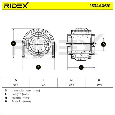 Lagerung, Stabilisator RIDEX 1334A0691 1334A0691 - foto 5