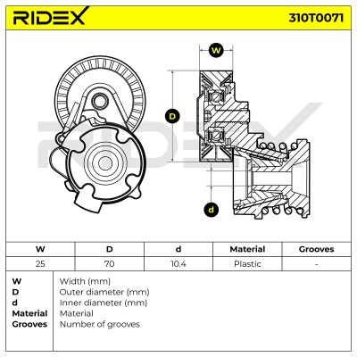 Spannarm Keilrippenriemen RIDEX 310T0071 310T0071 - foto 6