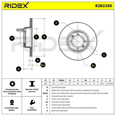 Bremsscheibe RIDEX 82B2266 82B2266 - foto 6