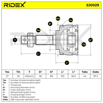 Gelenksatz, Antriebswelle RIDEX 5J0029 5J0029 - foto 5