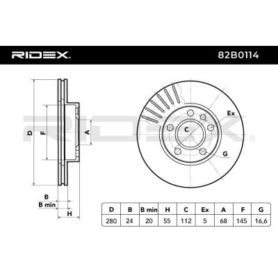 Bremsscheibe RIDEX 82B0114 82B0114 - foto 5