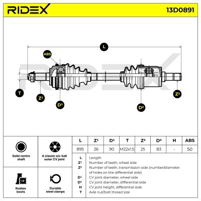 Antriebswelle RIDEX 13D0891 13D0891 - foto 5