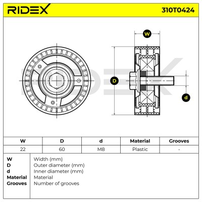 Spannarm Keilrippenriemen RIDEX 310T0424 310T0424 - foto 6