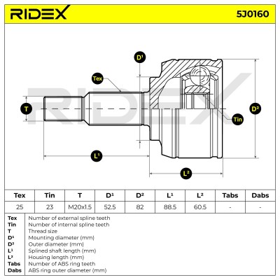 Gelenksatz, Antriebswelle RIDEX 5J0160 5J0160 - foto 5