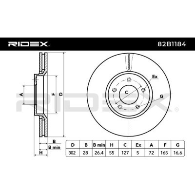 Bremsscheibe RIDEX 82B1184 82B1184 - foto 3