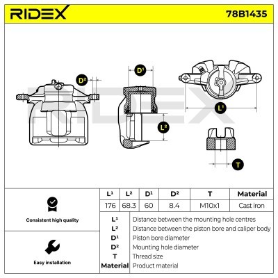 Bremssattel RIDEX 78B1435 78B1435 - foto 7