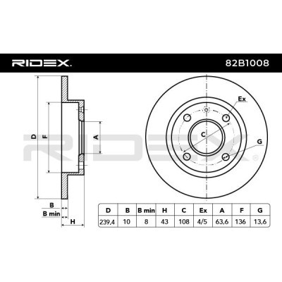 Bremsscheibe RIDEX 82B1008 82B1008 - foto 4