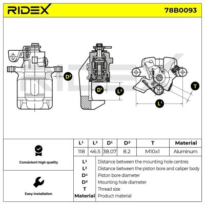Bremssattel RIDEX 78B0093 78B0093 - foto 5