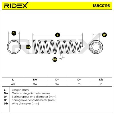 Fahrwerksfeder RIDEX 188C0116 188C0116 - foto 3