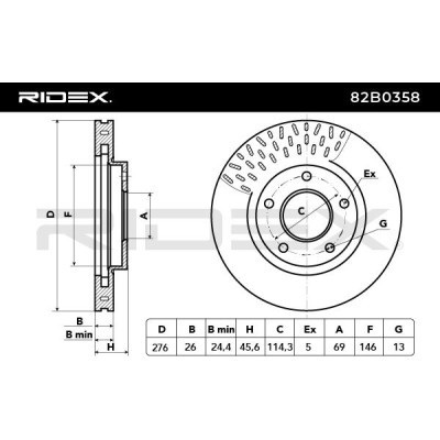 Bremsscheibe RIDEX 82B0358 82B0358 - foto 6