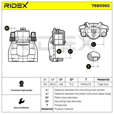 Bremssattel RIDEX 78B0965 78B0965 - foto 6