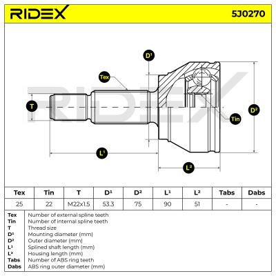 Gelenksatz, Antriebswelle RIDEX 5J0270 5J0270 - foto 5