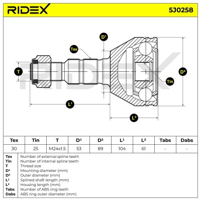 Gelenksatz, Antriebswelle RIDEX 5J0258 5J0258 - foto 5