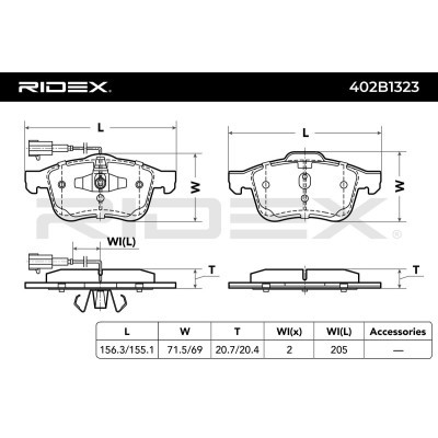 Bremsbeläge Satz RIDEX 402B1323 402B1323 - foto 9