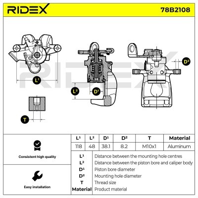 Bremssattel RIDEX 78B2108 78B2108 - foto 6