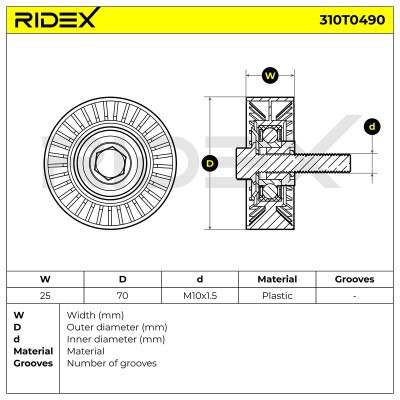 Spannarm Keilrippenriemen RIDEX 310T0490 310T0490 - foto 6