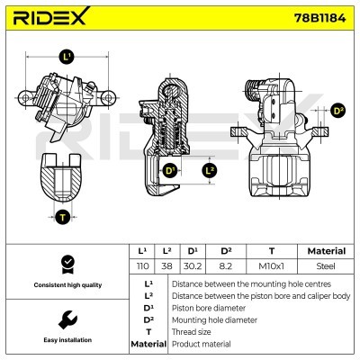Bremssattel RIDEX 78B1184 78B1184 - foto 5