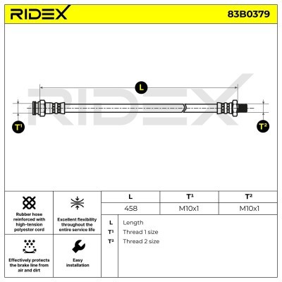 Bremsschlauch RIDEX 83B0379 83B0379 - foto 2