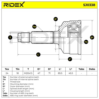 Gelenksatz, Antriebswelle RIDEX 5J0338 5J0338 - foto 5