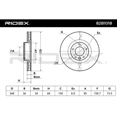 Bremsscheibe RIDEX 82B1018 82B1018 - foto 7