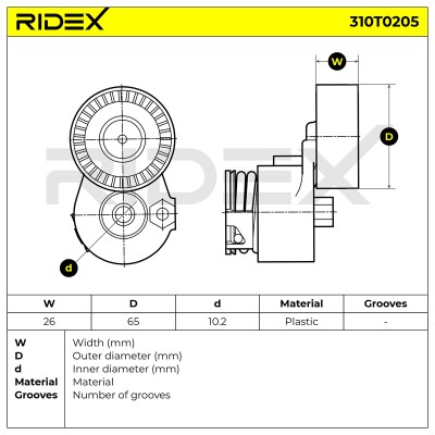 Spannarm Keilrippenriemen RIDEX 310T0205 310T0205 - foto 6