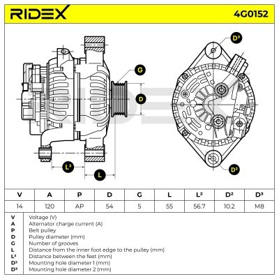 Generator RIDEX 4G0152 4G0152 - foto 5