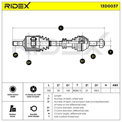 Antriebswelle RIDEX 13D0037 13D0037 - foto 5