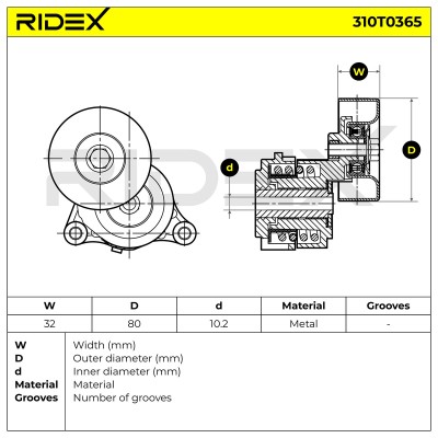 Spannarm Keilrippenriemen RIDEX 310T0365 310T0365 - foto 6