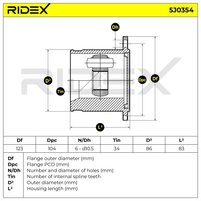 Gelenksatz, Antriebswelle RIDEX 5J0354 5J0354 - foto 7