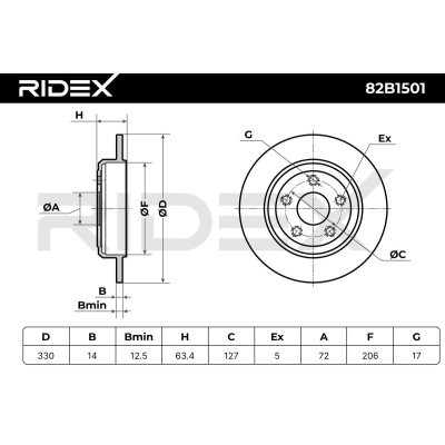 Bremsscheibe RIDEX 82B1501 82B1501 - foto 7
